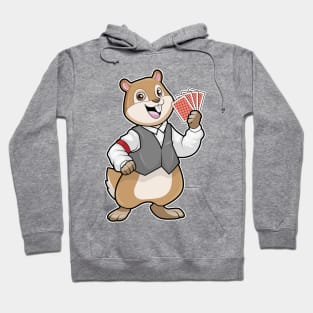 Chipmunk at Poker with Poker cards Hoodie